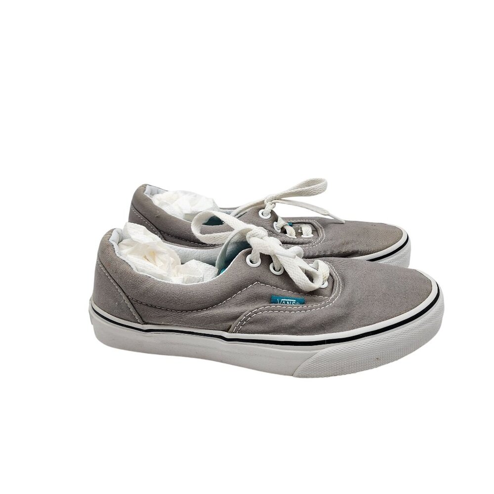 Vans Authentic Low Top Canvas Sneakers Gray & White Size 4.5 mens / 6 Womens Cas